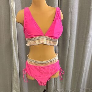 Pink Striped Women's Bikini Set